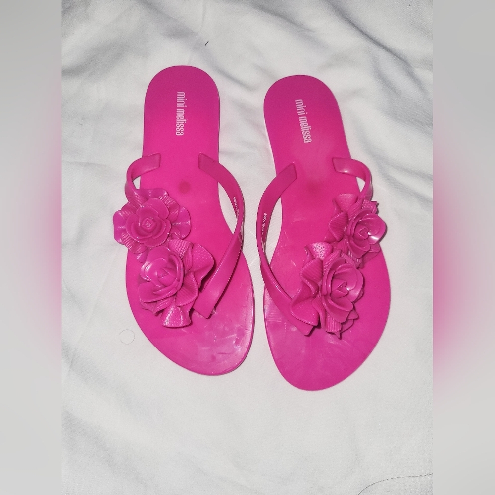 Mini Melissa Fuchsia Floral Sandals
